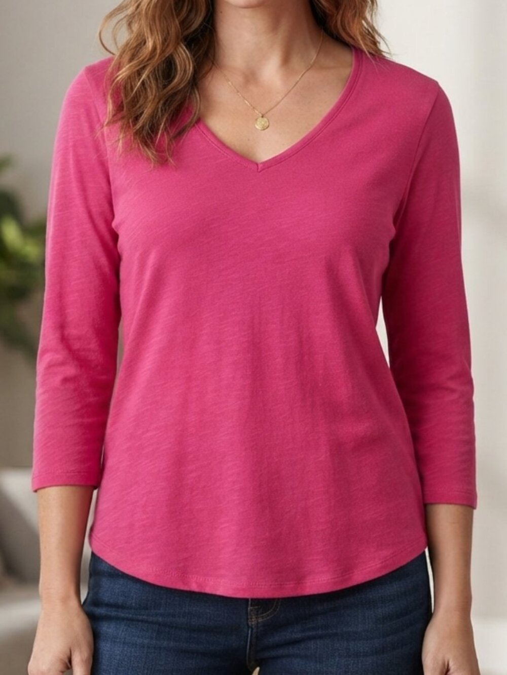 Chico's V-Neck 3/4-Sleeve Top